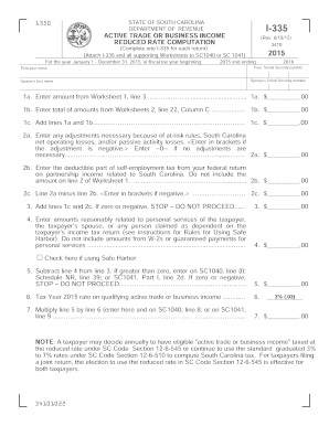 South Carolina I-335 Form