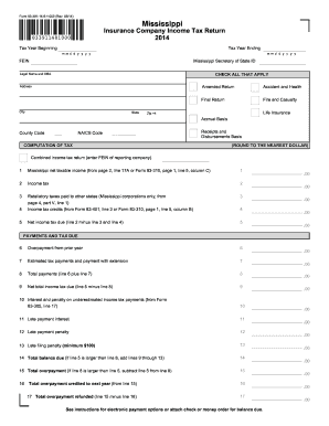 Mississippi Insurance Company Income Tax Return