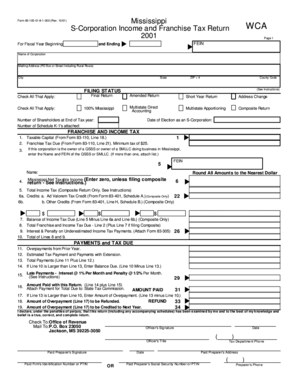 Mississippi S-Corporation Income and Franchise Tax Return