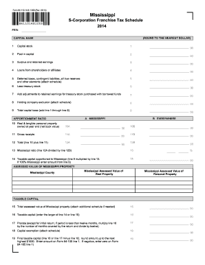 Mississippi S-Corporation Franchise Tax Schedule