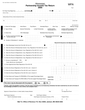 Mississippi Partnership Income Tax Return WPA
