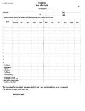Mississippi New Jobs Credit Form