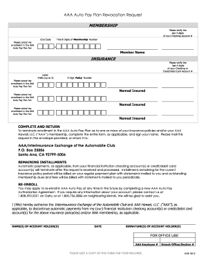 AAA Auto Pay Plan Revocation Request