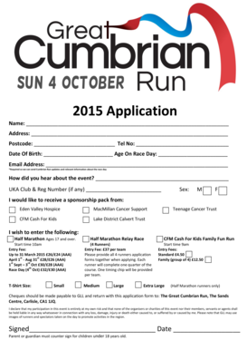 Great Cumbrian Run Application Form