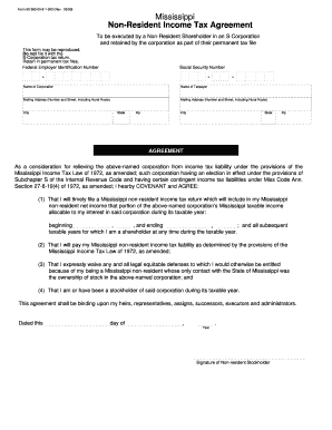 Mississippi Non-Resident Income Tax Agreement