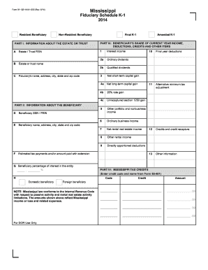 Mississippi Fiduciary Schedule K-1 Form
