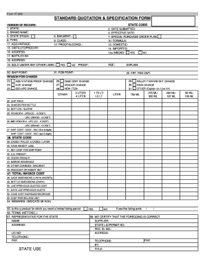 Standard Quotation & Specification Form