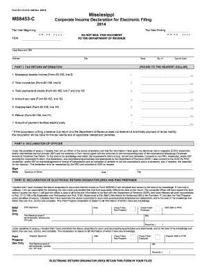 Mississippi Corporate Income Declaration Form