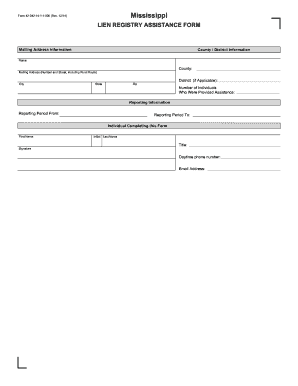 Mississippi Lien Registry Assistance Form