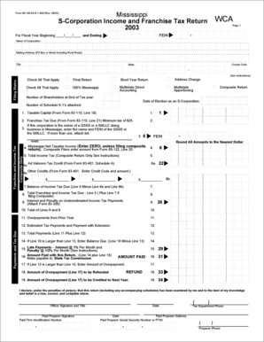 Mississippi S-Corporation Income and Franchise Tax Return