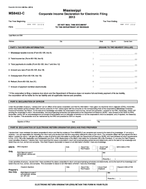 Mississippi Corporate Income Declaration