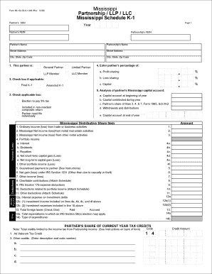 Mississippi Schedule K-1 Form