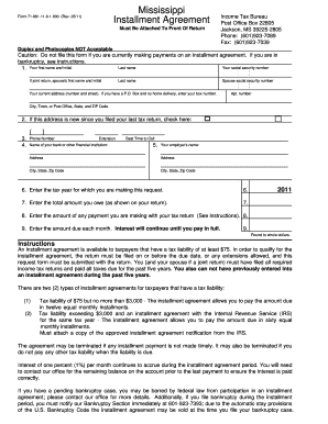 Mississippi Installment Agreement Form