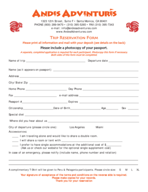Trip Reservation Form
