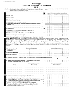 Mississippi Corporate Franchise Tax Schedule