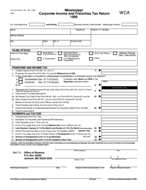 Mississippi Corporate Income and Franchise Tax Return