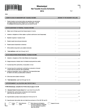 Mississippi Net Taxable Income Schedule