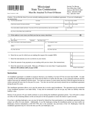 Mississippi Installment Agreement Request Form