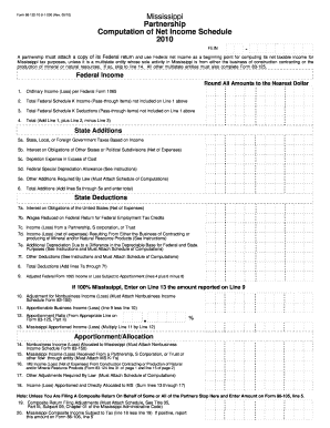 Mississippi Partnership Net Income Schedule