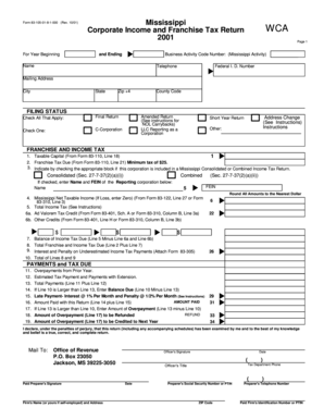 Mississippi Corporate Income and Franchise Tax Return