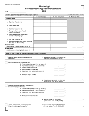 Mississippi Business Income Apportionment Schedule