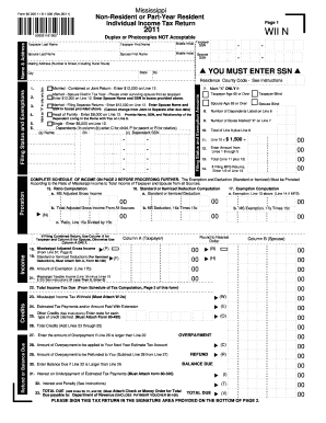 Mississippi Form 80-205 Non-Resident Income Tax Return