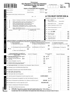 Mississippi Non-Resident or Part-Year Resident Individual Income Tax Return