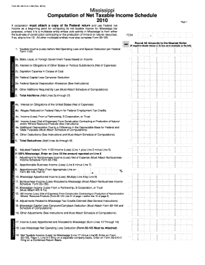 Mississippi Net Taxable Income Schedule