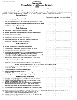 Mississippi Partnership Net Income Schedule