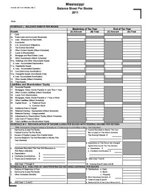 Mississippi Balance Sheet Form 83-120-11-8-1-000
