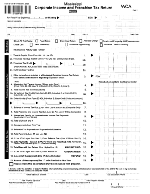 Mississippi Corporate Income and Franchise Tax Return