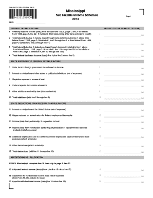 Mississippi Net Taxable Income Schedule