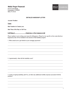Wells Fargo Hardship Letter Template