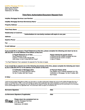 Third Party Authorization Form for Home Loan Servicing