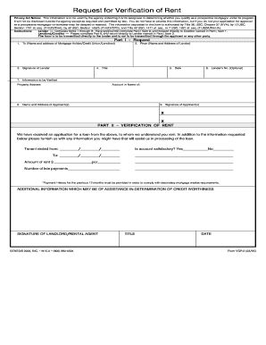 Request for Verification of Rent