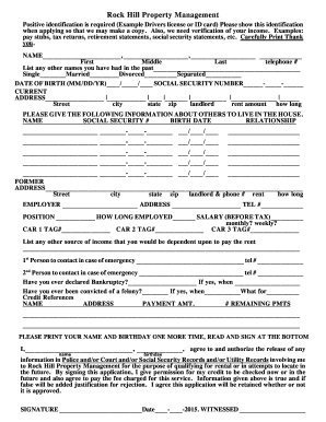 Rock Hill Property Management Rental Application