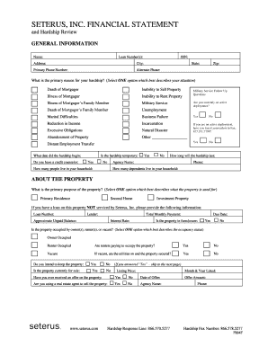 Seterus Financial Statement and Hardship Review