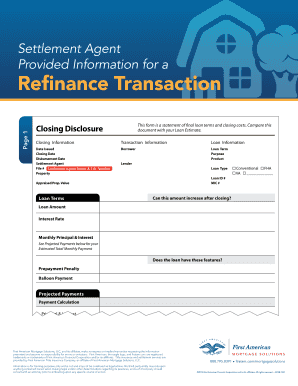 Closing Disclosure Refinance Form