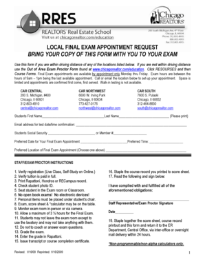 Local Final Exam Appointment Request
