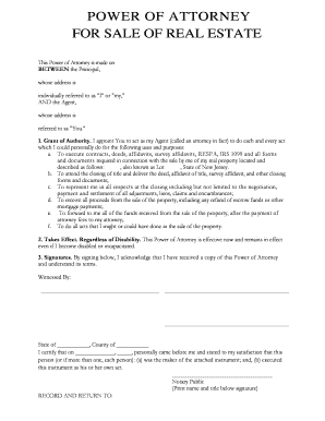 Power of Attorney for Sale of Real Estate