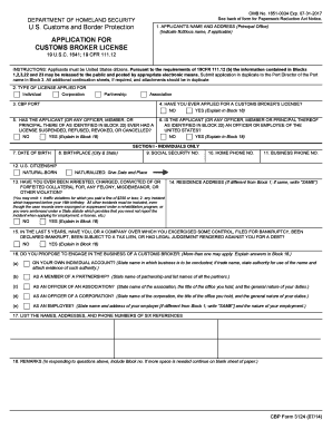 Application for Customs Broker License