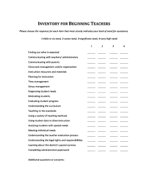 Inventory for Beginning Teachers
