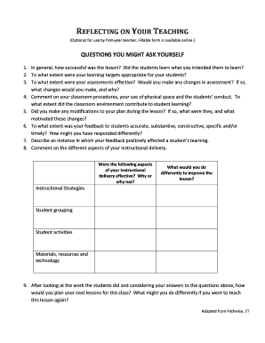 Reflecting on Your Teaching
