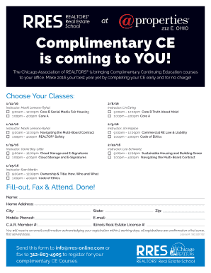 Chicago REALTORS Continuing Education Registration Form
