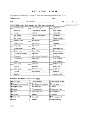 Pediatric Medical History Form
