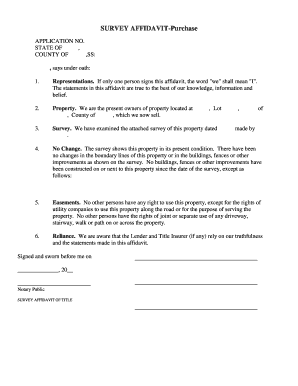 Survey Affidavit for Property Purchase