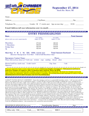 Sault Ste. Marie Race Registration Form