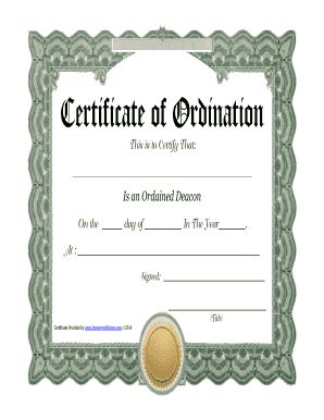 Certificate of Ordination