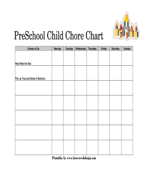 Preschool Child Chore Chart