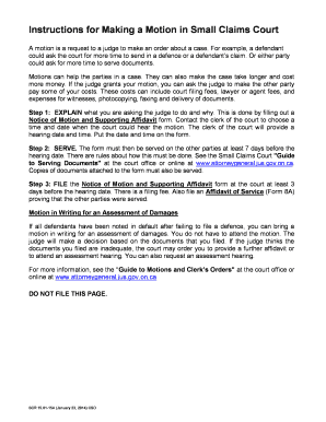 Ontario Small Claims Court Motion Form